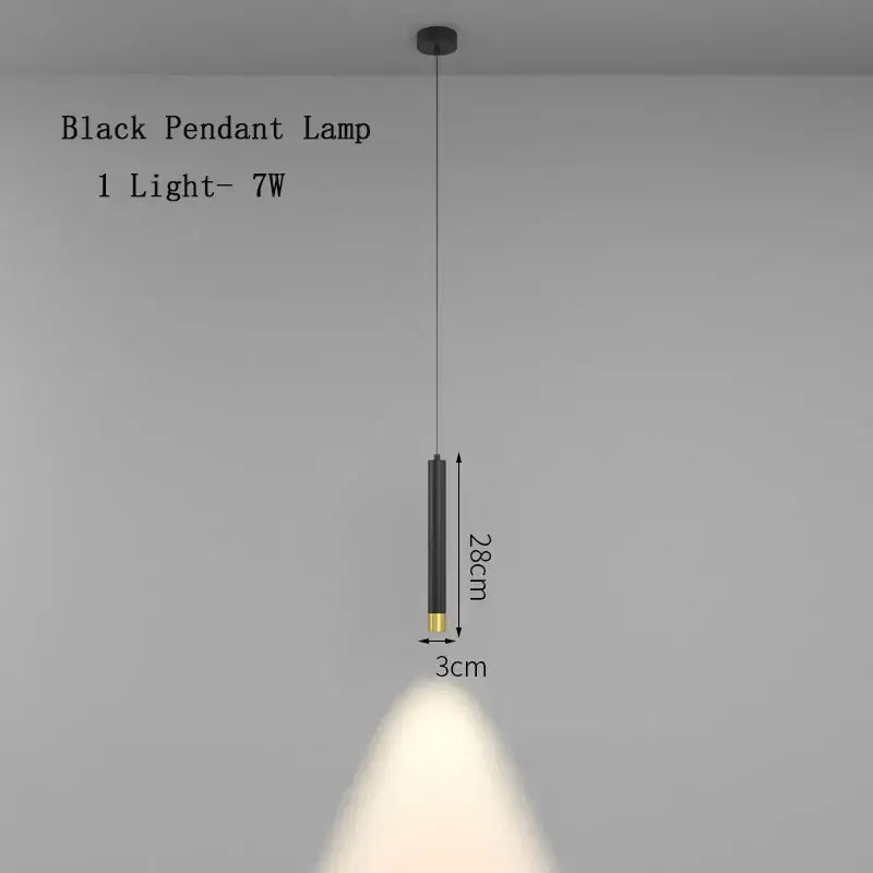 Modern black pendant lamps with gold accent base 28cm length 3cm diameter for minimalist bedroom decorbites lighting