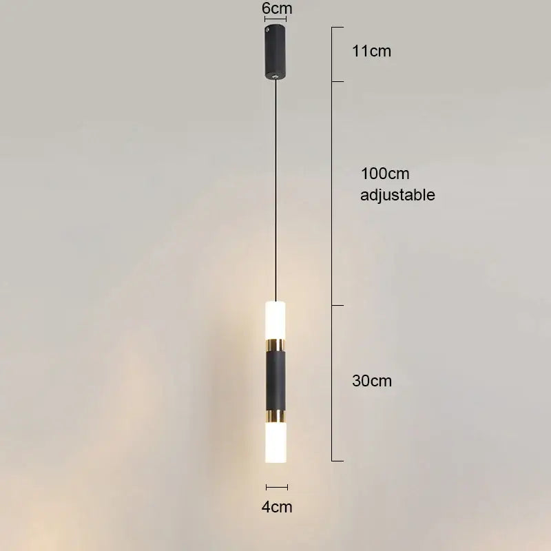 Modern black and gold pendant light with dual frosted glass spots and metallic band for stylish modern interiors light sources