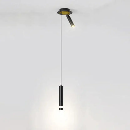 Modern black and gold pendant light with dual adjustable spotlights for stylish modern interiors light sources