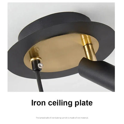 Modern black and gold iron ceiling plate with matte finish for pendant light in modern interiors light sources