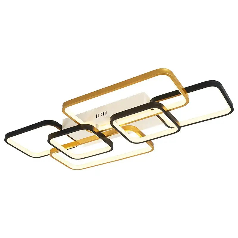 Modern black and gold rectangular decorbites dimmable led ceiling light with sleek frame for living room decor