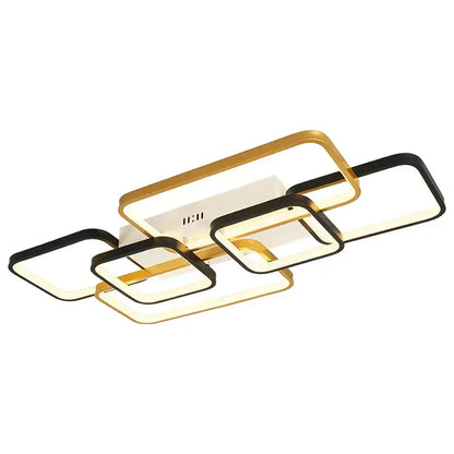 Modern black and gold rectangular decorbites dimmable led ceiling light with sleek frame for living room decor