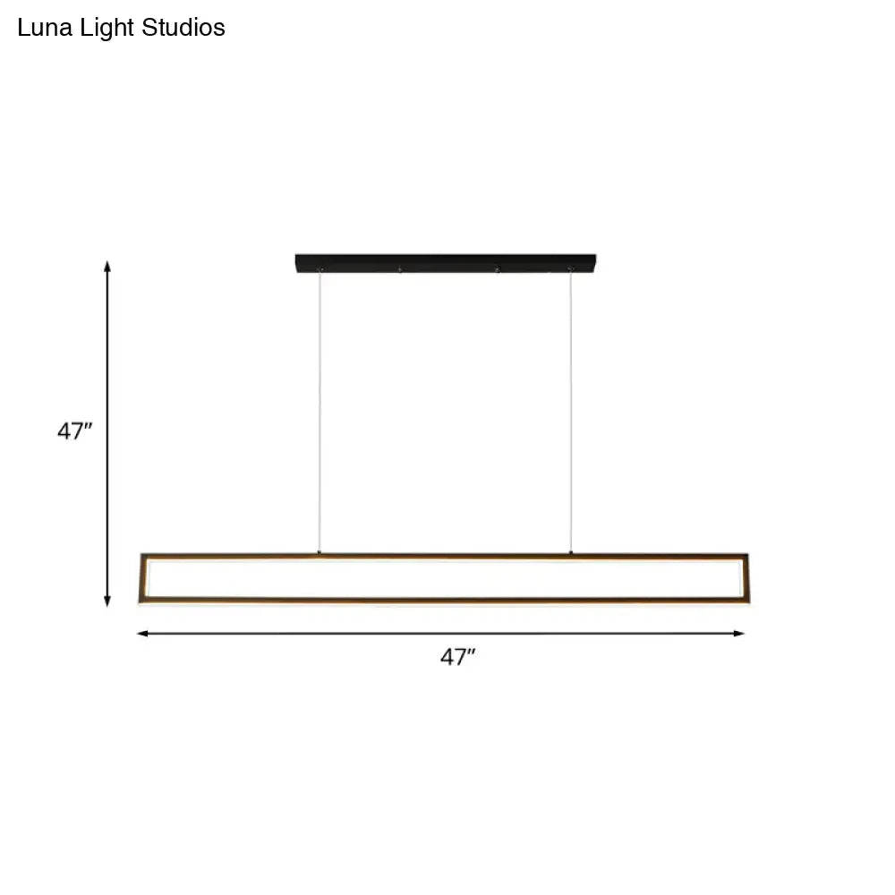 Modern black and gold rectangular led pendant light with sleek design emitting soft white light for dining room 110v-120v
