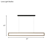 Modern black and gold rectangular led pendant light with sleek design emitting soft white light for dining room 110v-120v