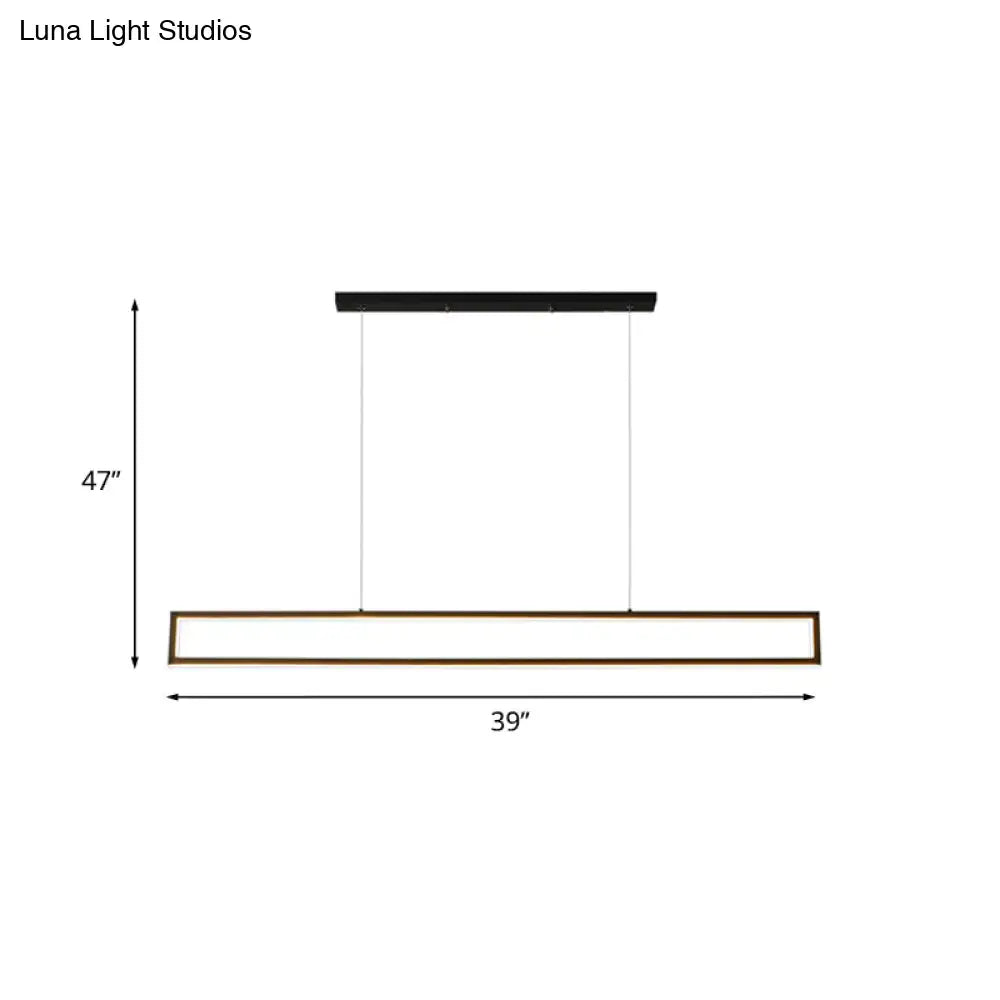 Modern black and gold rectangular led pendant light with sleek frame and warm metallic accents for dining room 110v-120v