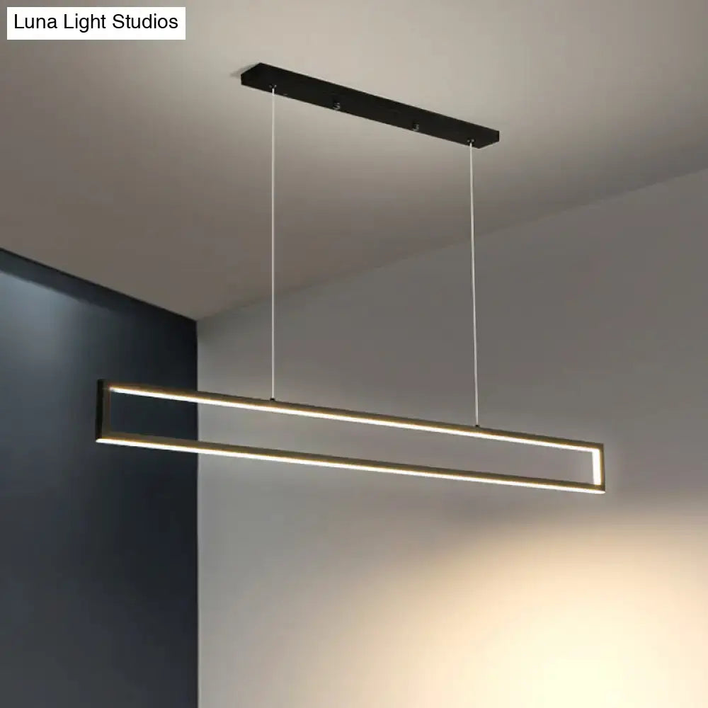Modern black and gold rectangular led pendant light with warm illumination for dining room 110v-120v and 220v-240v use