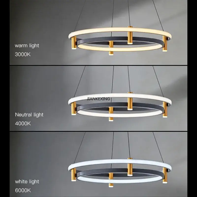 Modern black and gold ring led pendant featuring double-ring design and versatile lighting options for dining room decorbites black ring