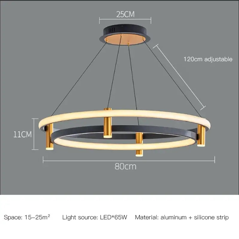 Modern black and gold ring led pendant featuring a sleek aluminum frame and silicone strip lighting for dining room decorbites black ring chandelier