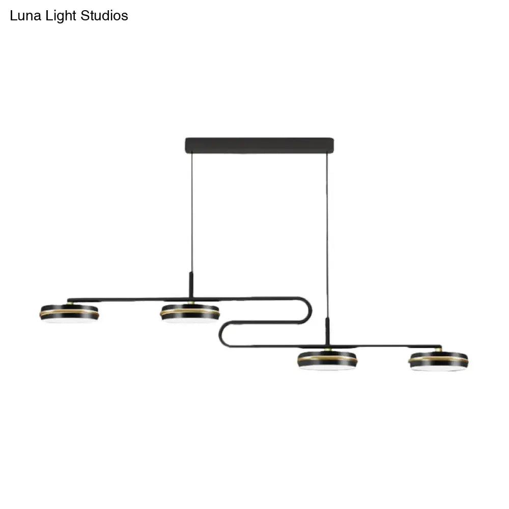 Decorbites minimalist black round pendant light with sleek gold arms and four circular led lamps 220v-240v 110v-120v