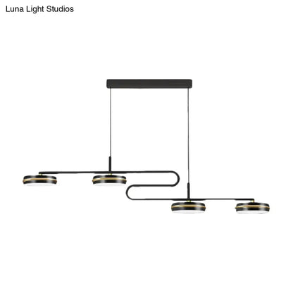 Decorbites minimalist black round pendant light with sleek gold arms and four circular led lamps 220v-240v 110v-120v