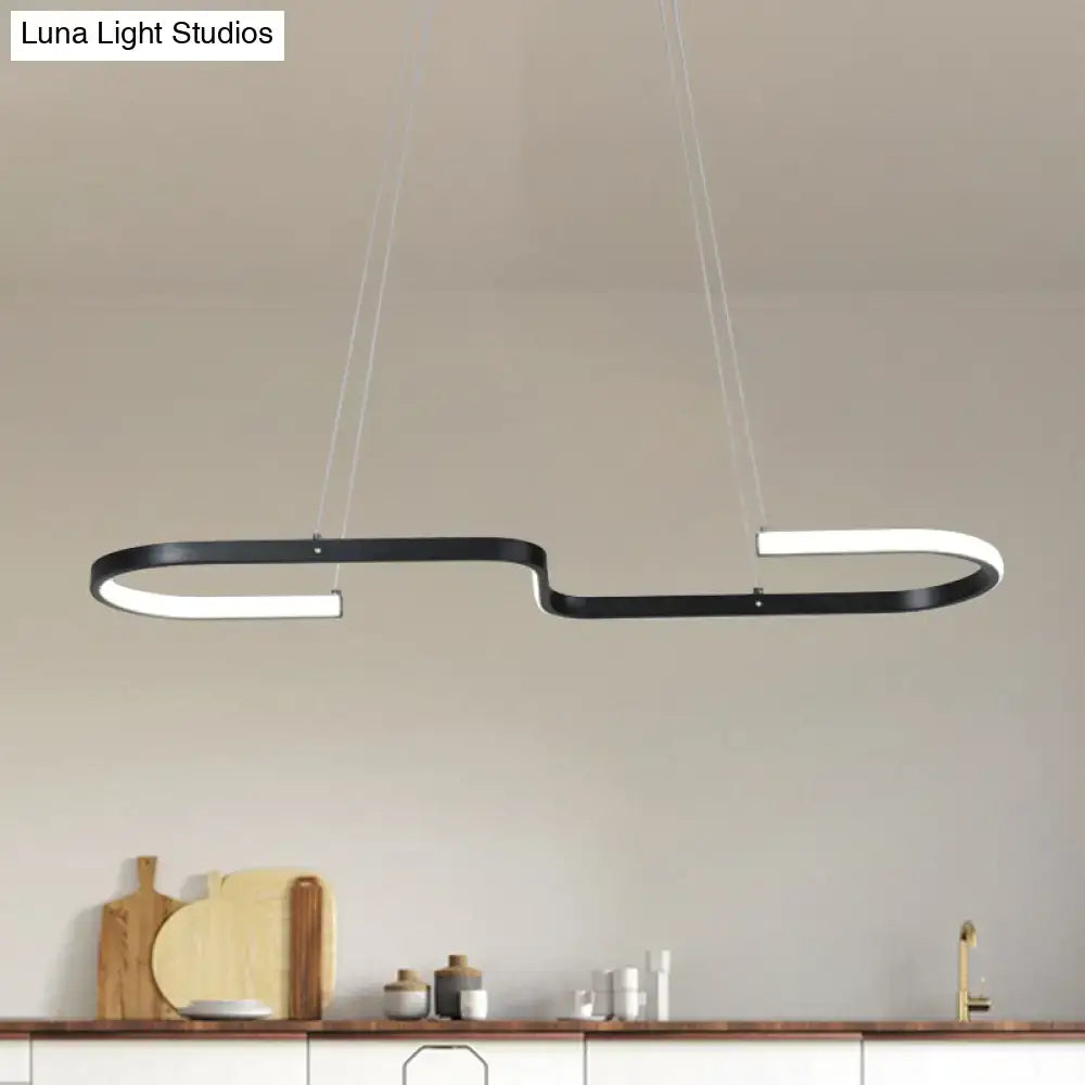 DecorBites modern black gold chandelier lamp with sleek curved design and warm white LED for dining room pendant lighting