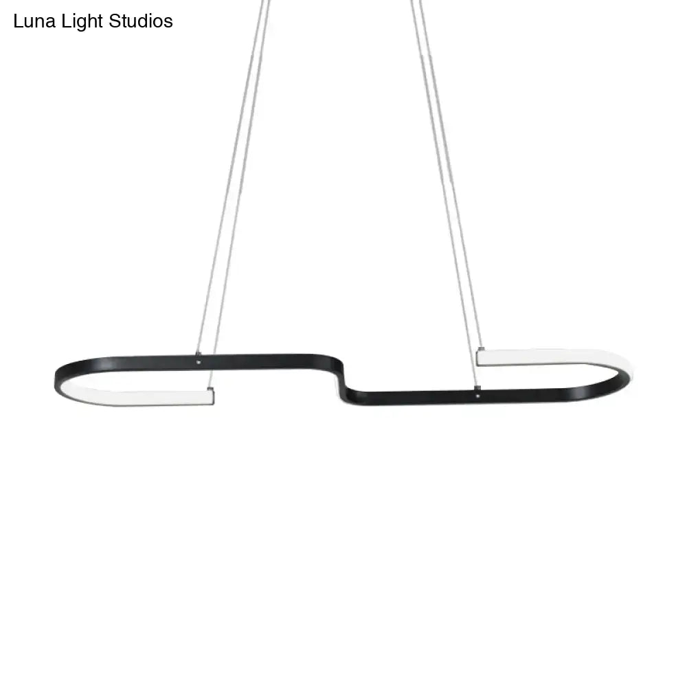 Modern black gold DecorBites™ chandelier lamp with sleek curved design and warm white LED for dining room lighting