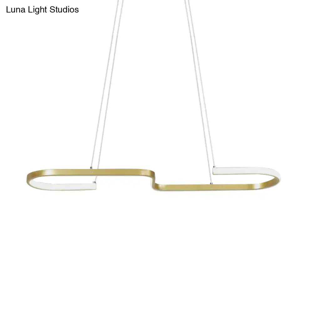 Decorbites™ modern s-like chandelier lamp with sleek black gold metal finish and warm white led pendant light for dining room