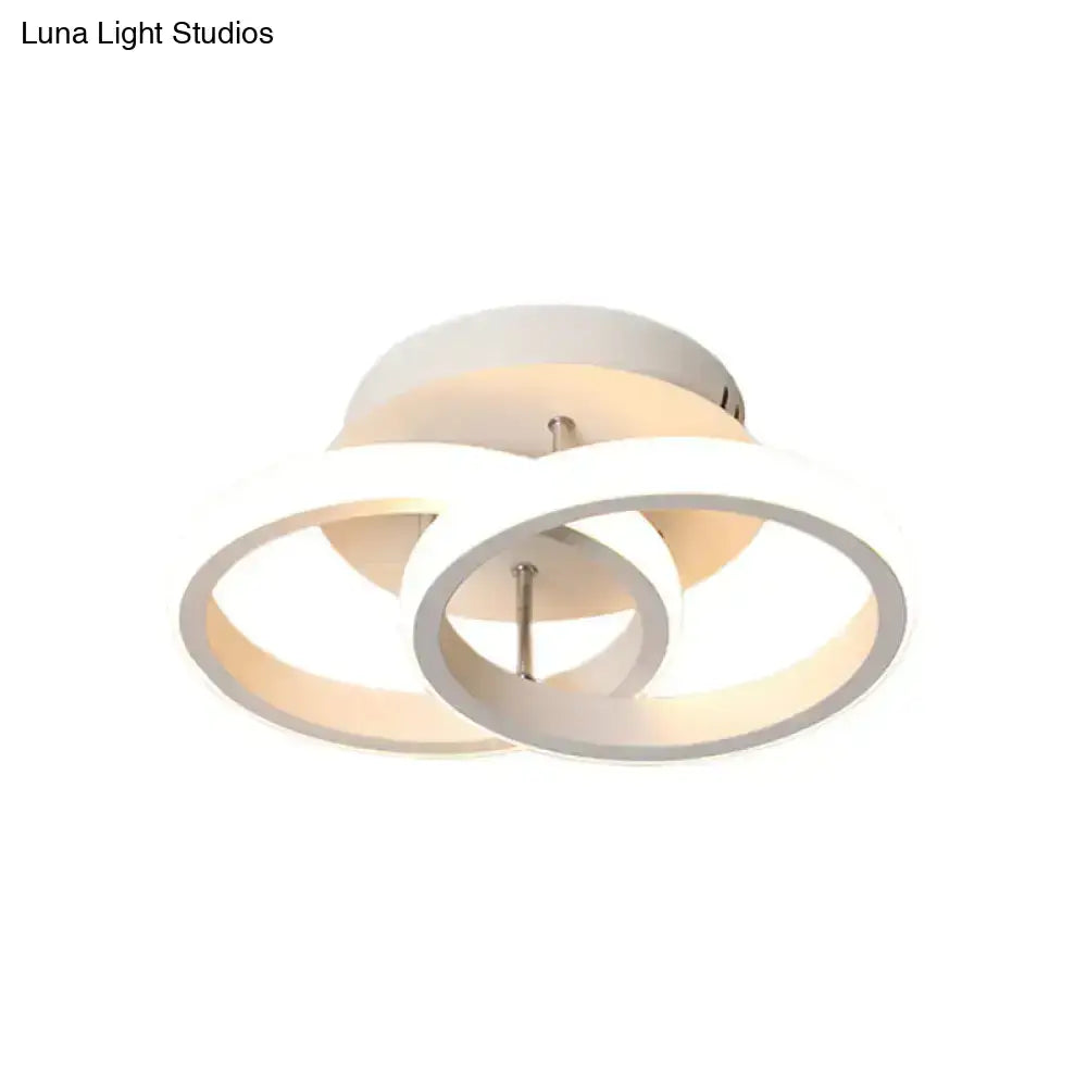 Modern white circular led ceiling lamp with overlapping rings and exceptional lighting efficiency for round square moon design