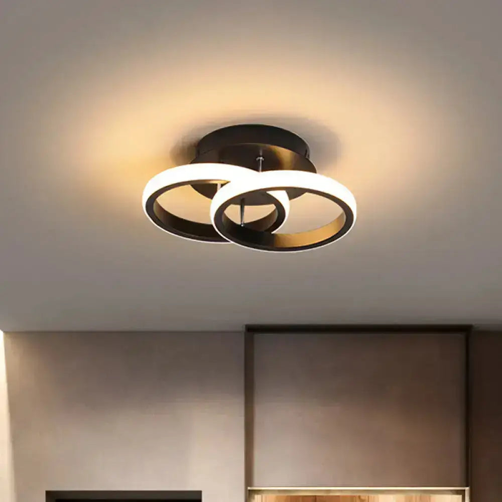 Modern black and gold spiral ceiling lamp with exceptional lighting efficiency featuring round square moon design
