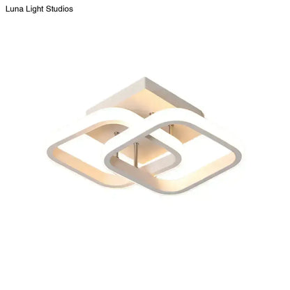 Modern black and gold spiral ceiling lamp with intersecting white led frames providing exceptional lighting efficiency for corridor round square moon designs