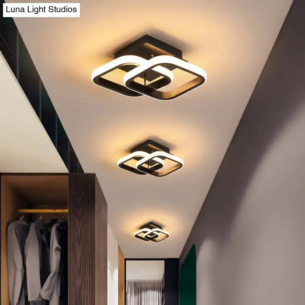 Modern black and white led ceiling lamp with geometric interlocking square design for round square moon lighting efficiency