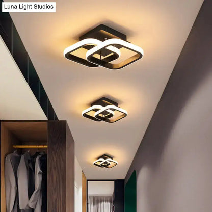 Modern black and white led ceiling lamp with geometric interlocking square design for round square moon lighting efficiency