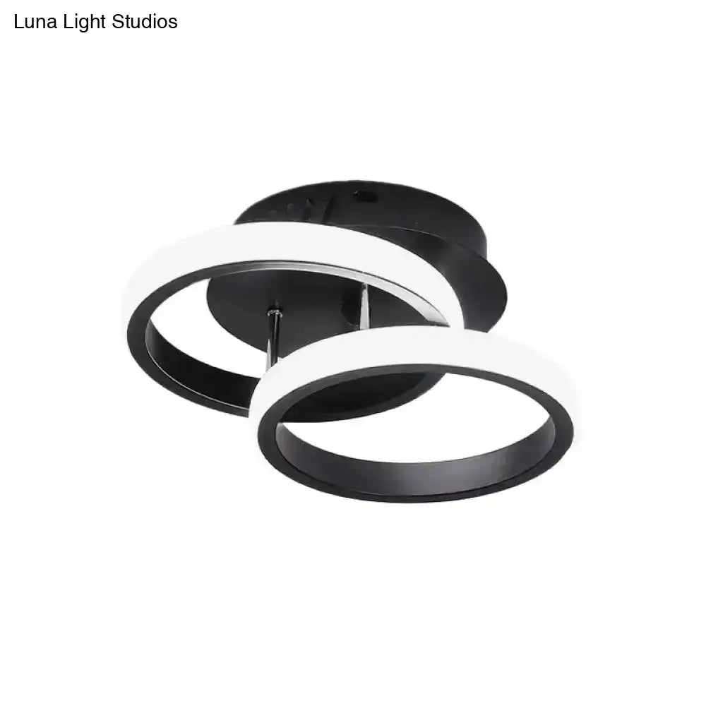 Modern black and white circular led ceiling lamp with sleek overlapping rings offering exceptional lighting efficiency for corridor round square moon