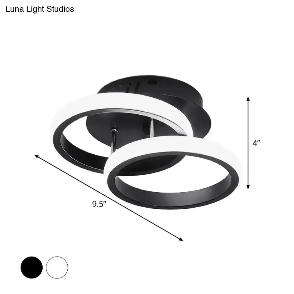 Modern black and white circular led ceiling lamp with sleek overlapping rings offering exceptional lighting efficiency for corridor round square moon