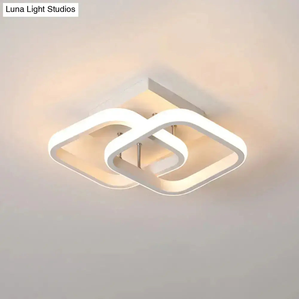 Modern white led ceiling lamp with sleek interlocking square design offering exceptional lighting efficiency for round square moon decor
