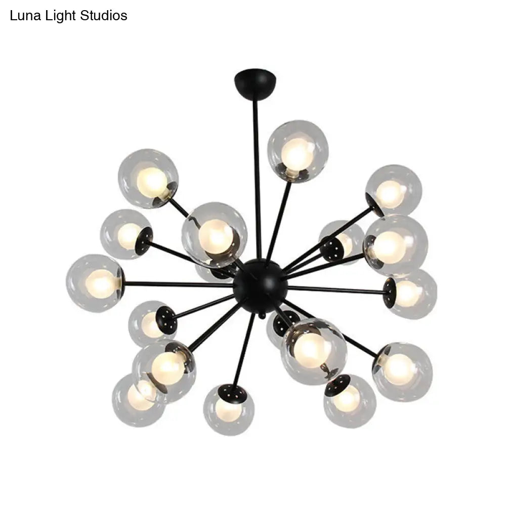 Lámpara de techo colgante Sputnik moderna en negro y dorado con pantallas de cristal - 12/18 luces