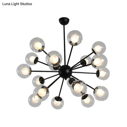 Lámpara de techo colgante Sputnik moderna en negro y dorado con pantallas de cristal - 12/18 luces