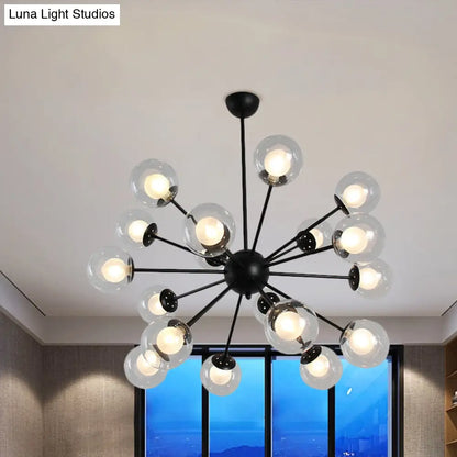 Lámpara de techo colgante Sputnik moderna en negro y dorado con pantallas de cristal - 12/18 luces