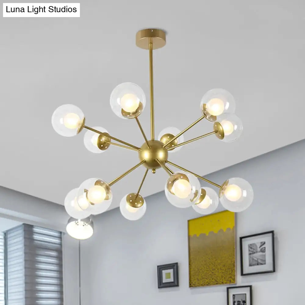 Lámpara de techo colgante Sputnik moderna en negro y dorado con pantallas de cristal - 12/18 luces