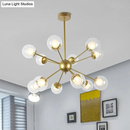 Lámpara de techo colgante Sputnik moderna en negro y dorado con pantallas de cristal - 12/18 luces
