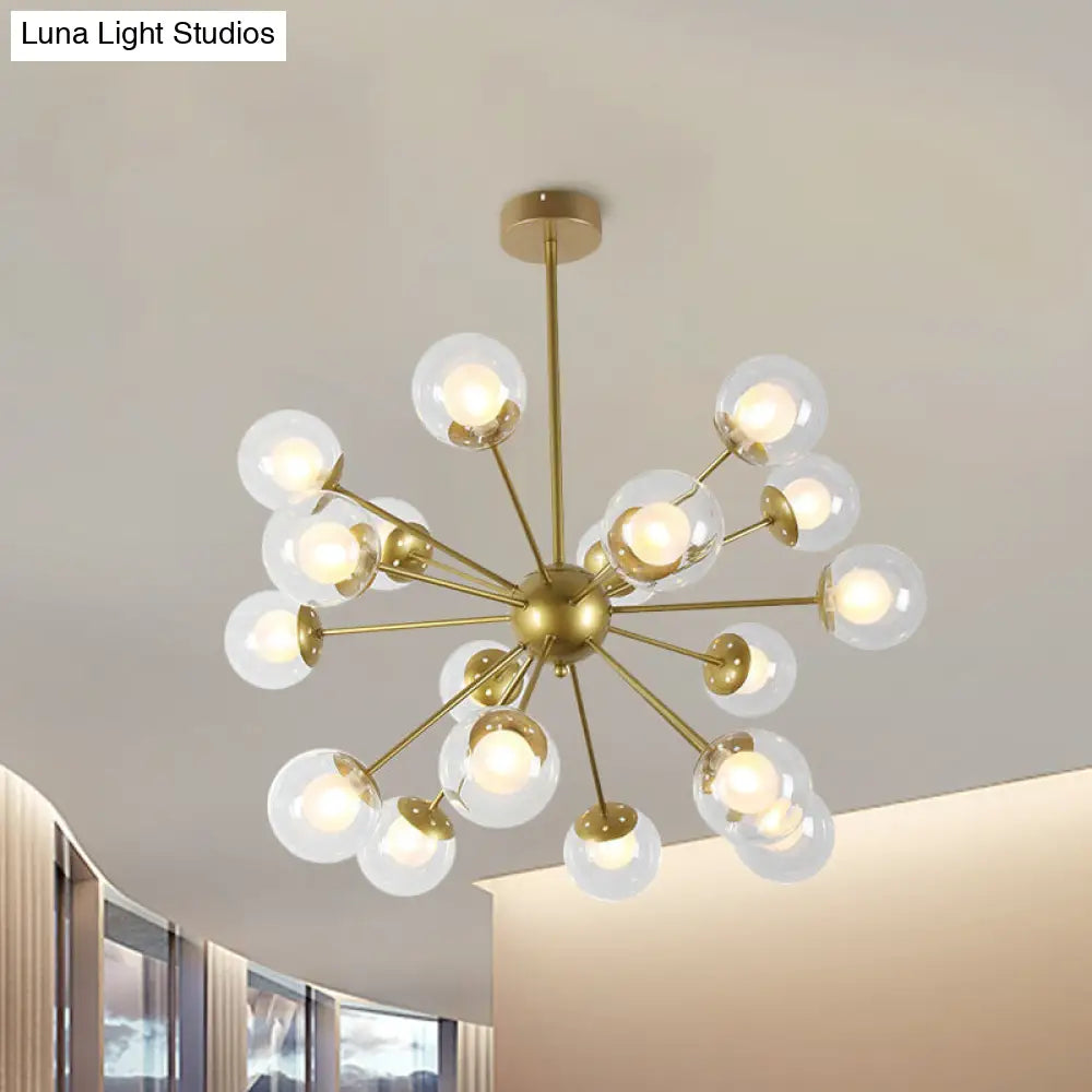 Lámpara de techo colgante Sputnik moderna en negro y dorado con pantallas de cristal - 12/18 luces