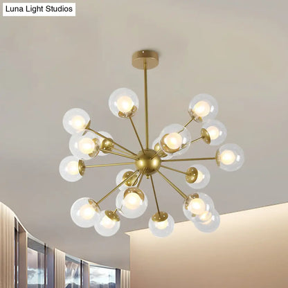 Lámpara de techo colgante Sputnik moderna en negro y dorado con pantallas de cristal - 12/18 luces