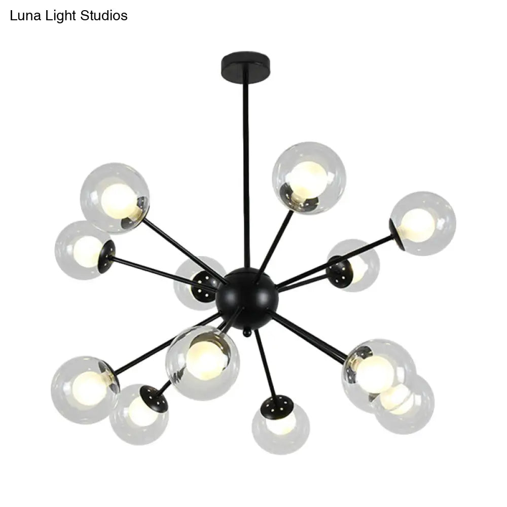 Lámpara de techo colgante Sputnik moderna en negro y dorado con pantallas de cristal - 12/18 luces