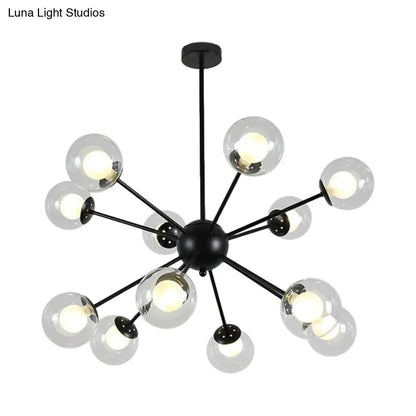Lámpara de techo colgante Sputnik moderna en negro y dorado con pantallas de cristal - 12/18 luces