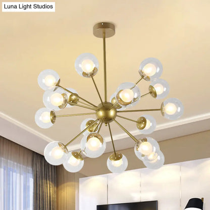 Lámpara de techo colgante Sputnik moderna en negro y dorado con pantallas de cristal - 12/18 luces