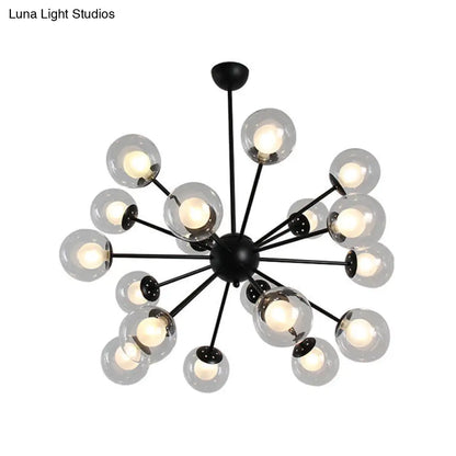 Lámpara de techo colgante Sputnik moderna en negro y dorado con pantallas de cristal - 12/18 luces