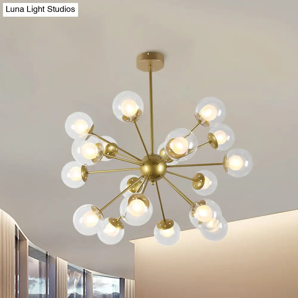 Lámpara de techo colgante Sputnik moderna en negro y dorado con pantallas de cristal - 12/18 luces