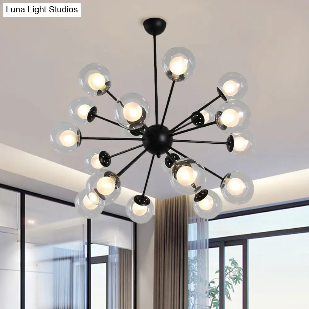 Lámpara de techo colgante Sputnik moderna en negro y dorado con pantallas de cristal - 12/18 luces