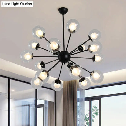 Lámpara de techo colgante Sputnik moderna en negro y dorado con pantallas de cristal - 12/18 luces