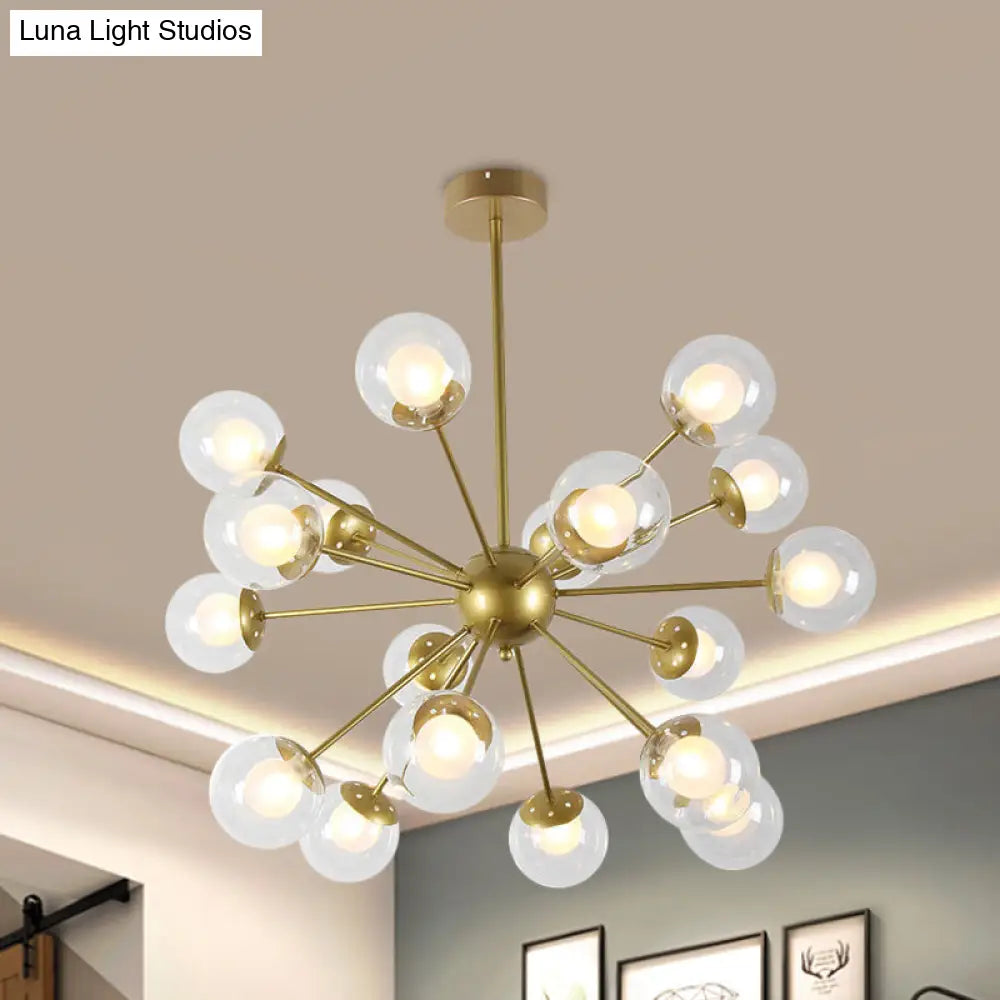 Lámpara de techo colgante Sputnik moderna en negro y dorado con pantallas de cristal - 12/18 luces