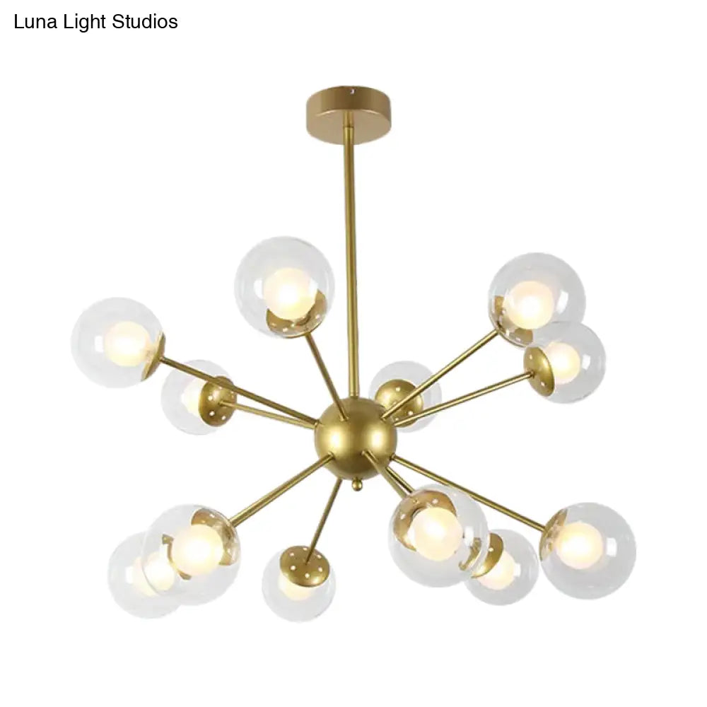 Lámpara de techo colgante Sputnik moderna en negro y dorado con pantallas de cristal - 12/18 luces