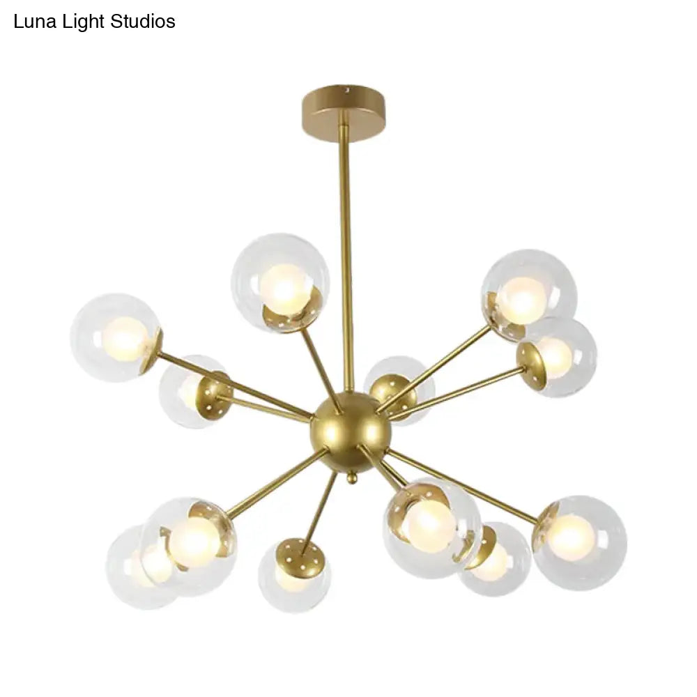 Lámpara de techo colgante Sputnik moderna en negro y dorado con pantallas de cristal - 12/18 luces