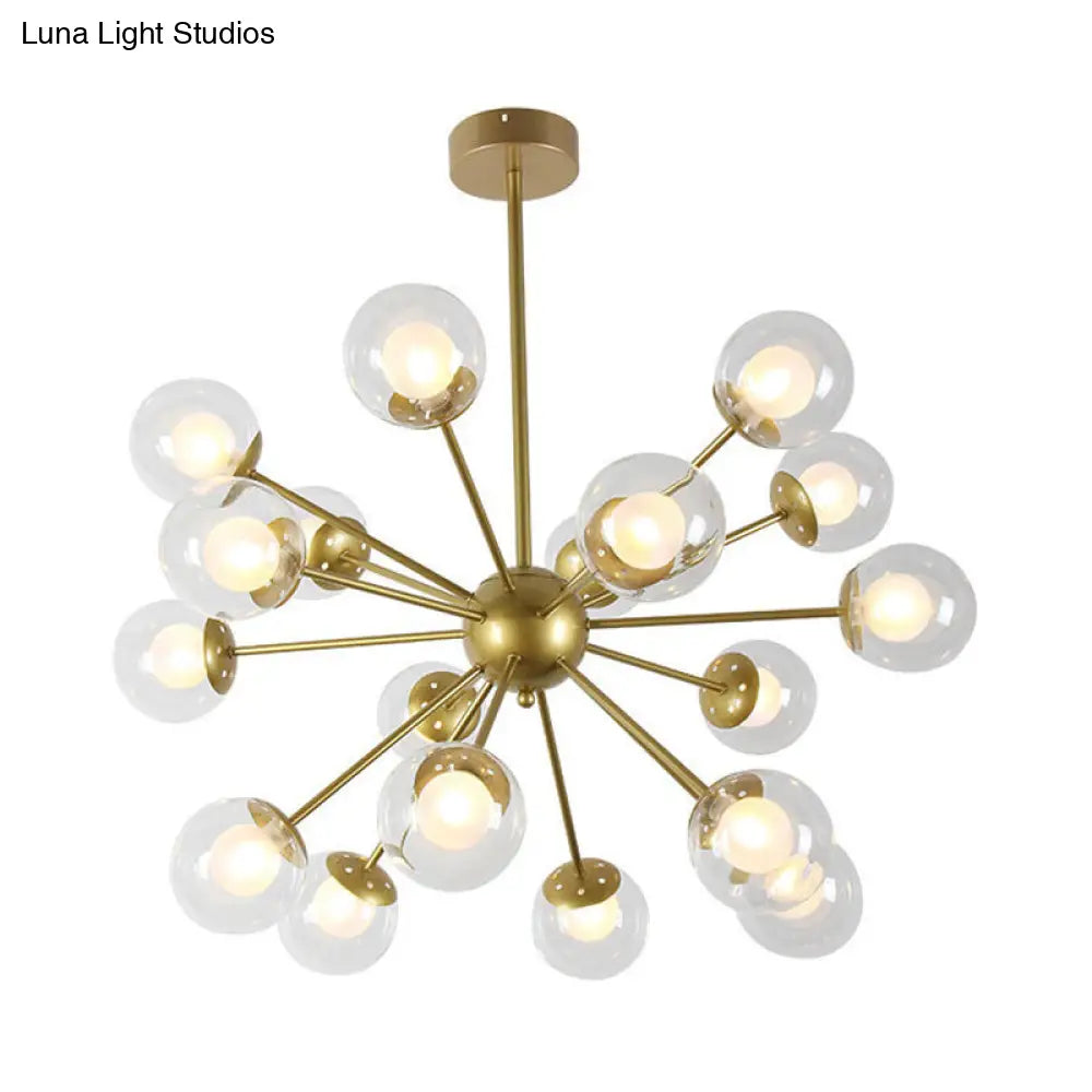 Lámpara de techo colgante Sputnik moderna en negro y dorado con pantallas de cristal - 12/18 luces