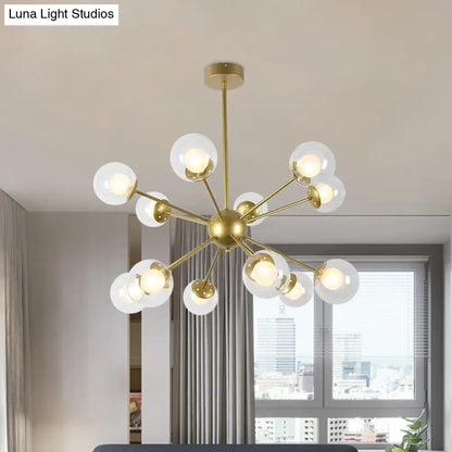 Lámpara de techo colgante Sputnik moderna en negro y dorado con pantallas de cristal - 12/18 luces