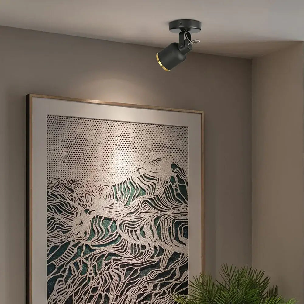 Modern black and gold cri97 surface mounted adjustable 7w spotlight fixture on ceiling for living room lighting