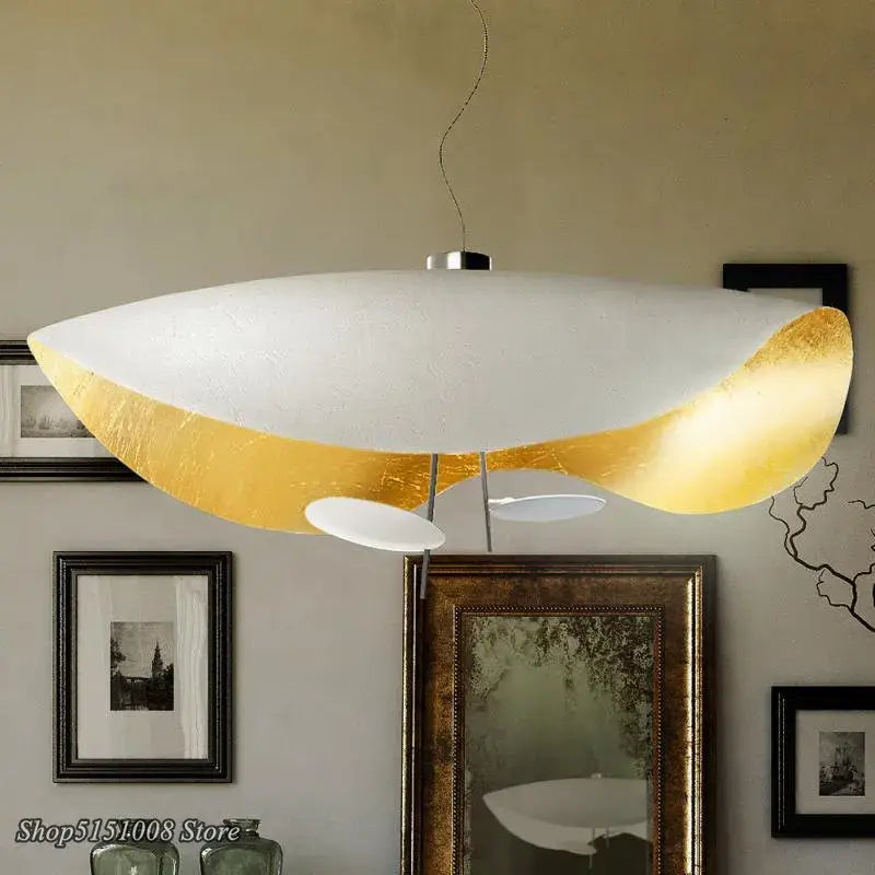 Modern black and gold texture led pendant lights with white frosted glass shade and decorbites gold texture accent