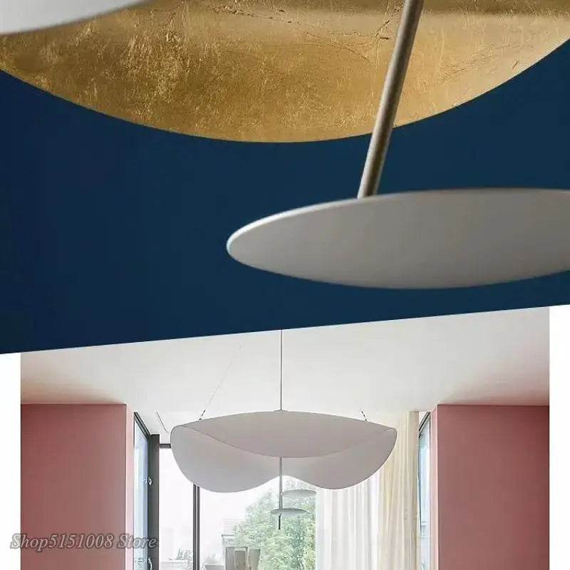 Modern white pendant lights with sleek minimalist design and smooth curved shade for decorbites gold texture led lighting