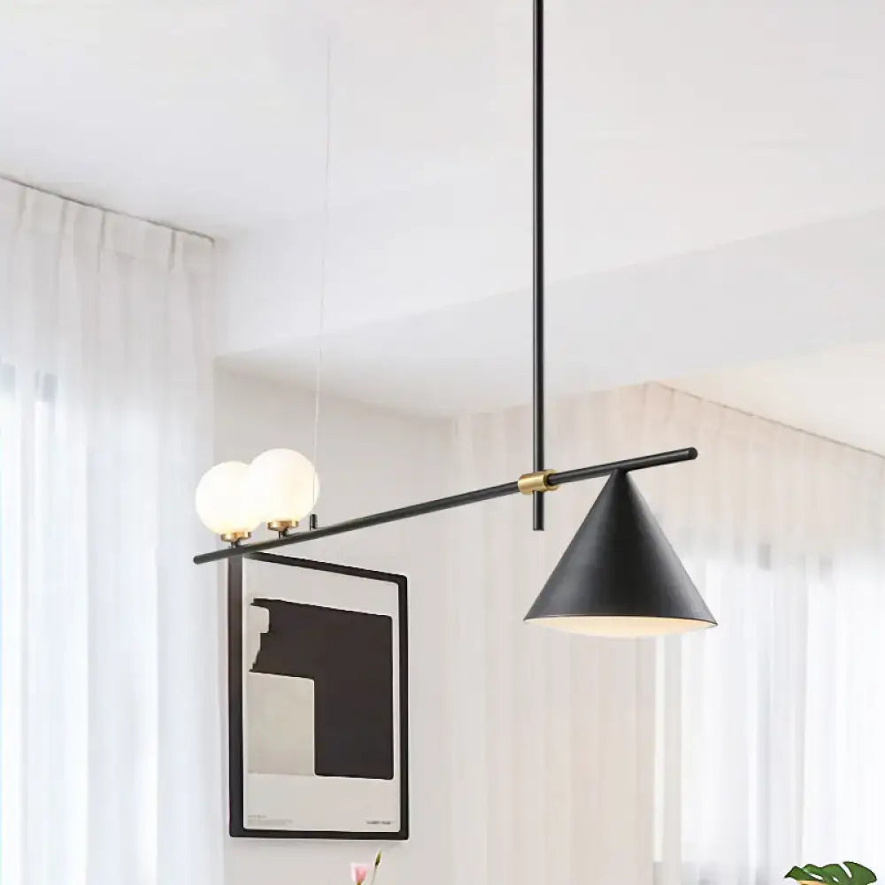 Decorbites contemporary black and gold metal linear chandelier with three lights 220-240v and 110-120v for islands