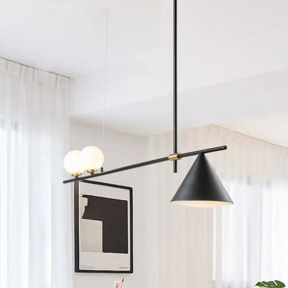Decorbites contemporary black and gold metal linear chandelier with three lights 220-240v and 110-120v for islands