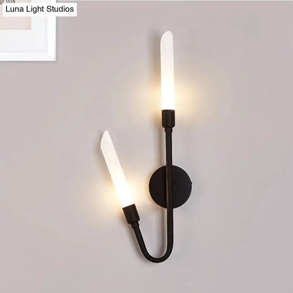 DecorBites™ DecorBites™ Modern Black/Gold Tube Wall Light with Frosted Glass - Perfect for Living Room